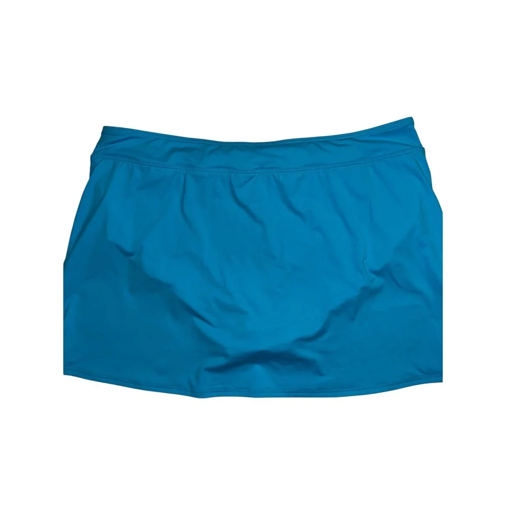 Lands End Women Turquoise Blue Swim Skirt Built-in Brief Size 18 Lycra Xtra Life